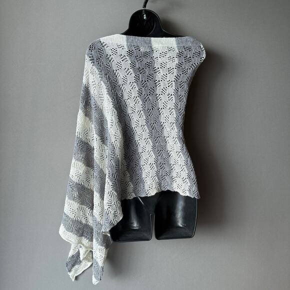 Anthropologie Moth sz One Size gray white striped poncho linen knit top NWOT - Picture 7 of 9